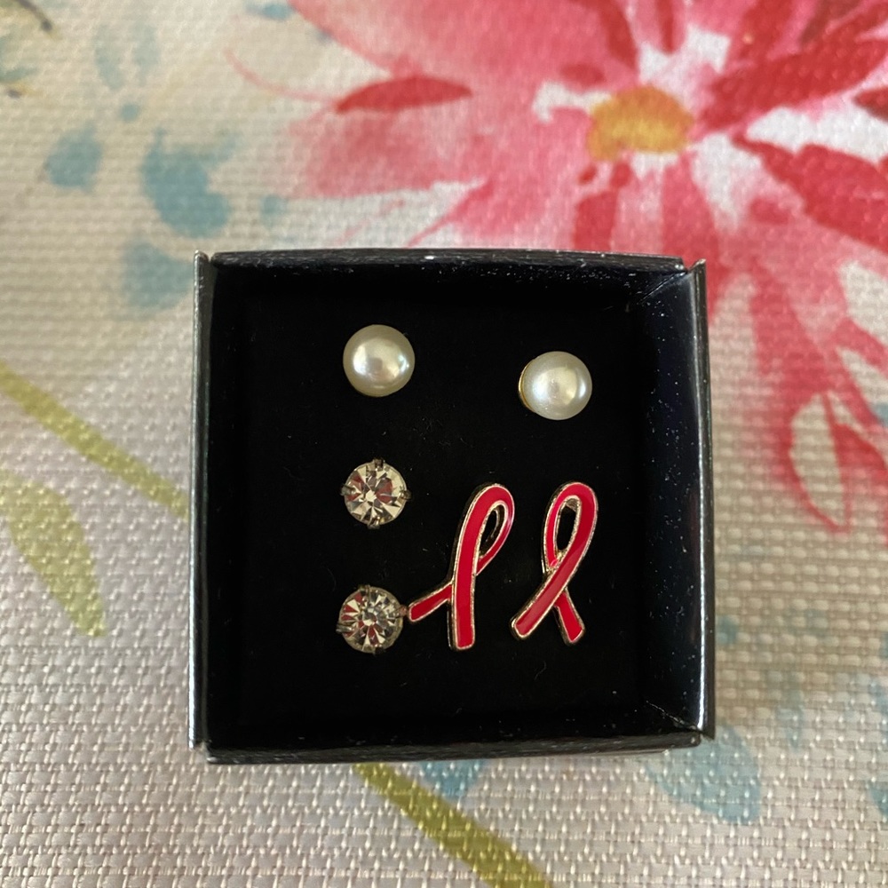 Breast Cancer awareness 3 piece earring set